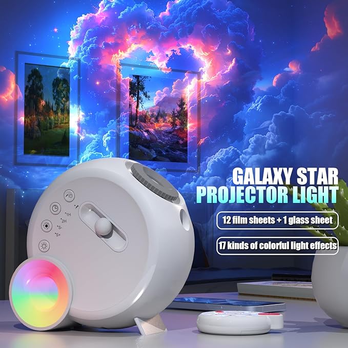 Star Projector, Galaxy Light for Bedroom, Home Planetarium with Remote Control, Realistic Starry Night Ceiling Projector - White
