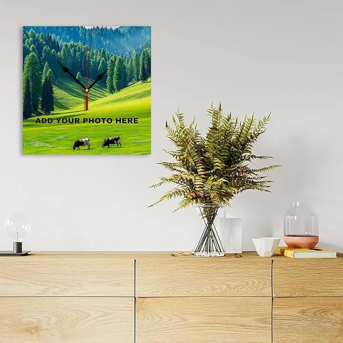 Generic Custom Wall Clock Personalized Wall Photo That PVC Customized Round Silent Clock for Living Room Creative, 10inch-25cm