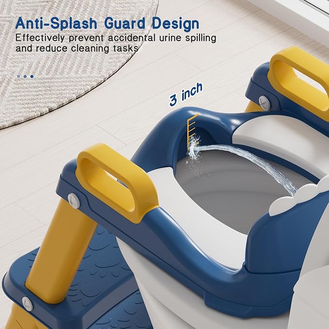 Potty Training Seat, Toddler Toilet Seat for Kids Boys Girls, 2 in 1 Potty Training Toilet for Kids, Splash Guard Anti-Slip Pad Step Stool, Adjust High Potty Chair for Toddler Kid Boys Girls