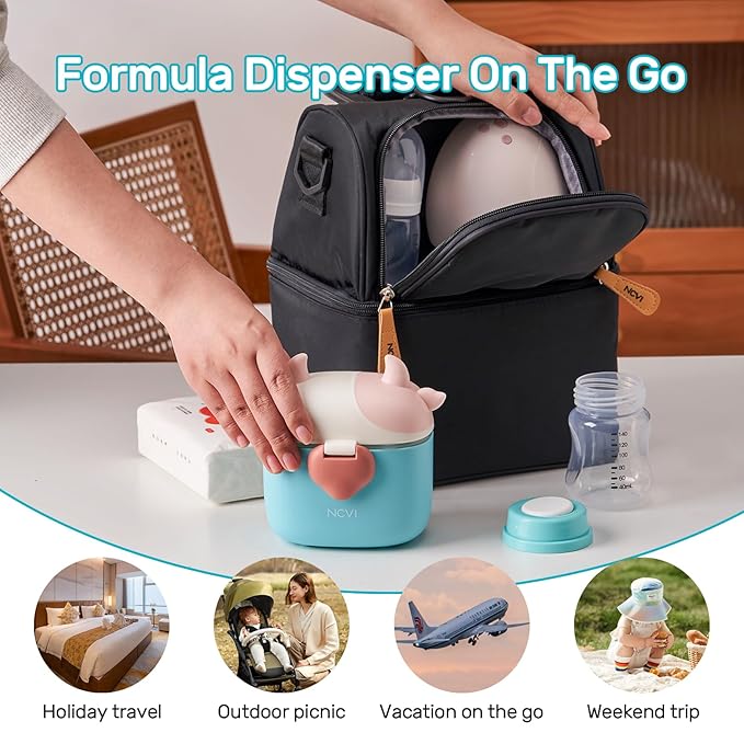 NCVI Baby Formula Dispenser On The Go, Formula Container To Go, Formula Holder for Travel, Outdoor Picnic with Baby Infant, Portable Container for Milk Powder, Snacks, Candy, Fruits (Green)