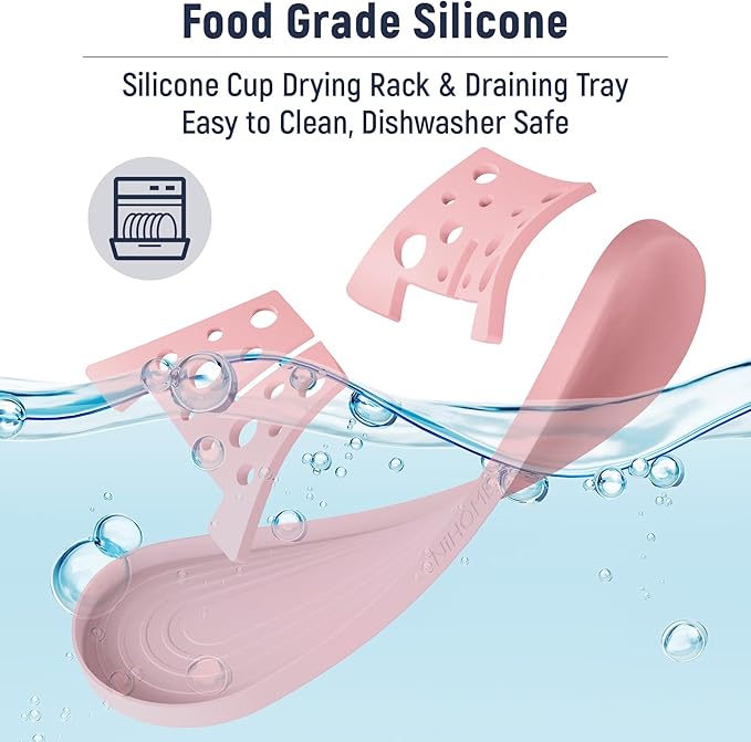 NiHome Silicone Water Bottle Drying Racks Set of 3 with Drip Tray,Cheese Style for Faster Drying,Bottle Dryer Racks Fit for Stanley YETI Cups Owala Sports Bottle Baby Bottle Thermoses Mugs