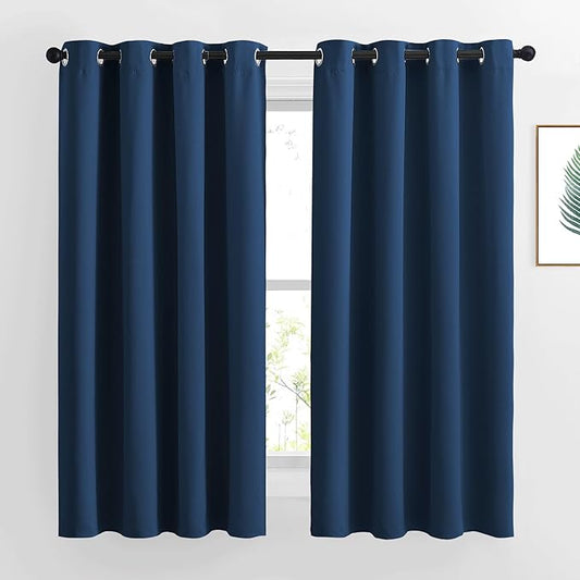 NICETOWN Blackout Window Curtains and Drapes - Thermal Insulated Solid Grommet Top Blackout Panels/Draperies for Kid's Room (Moroccan Blue, 1 Pair, 52 x 63 Inch)