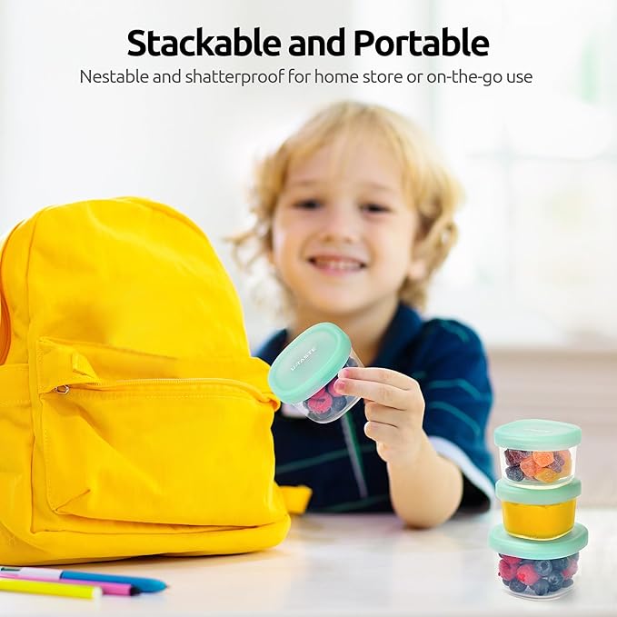 U-Taste 3oz Mini Sauce Containers: Food Grade Liquid Silicone Condiment Storage with Airtight Lid, Freezer Safe with Clear 100ml Measurements, Reusable for Dipping Ketchup, Salad Dressing (Aqua Sky)