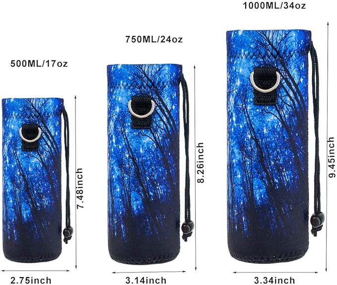 Neoprene Water Bottle Carrier Bag with Adjustable Shoulder Strap for Men Women Walking Hiking,Portable Insulated Holder Case for Stainless Steel/Glass/Plastic Bottles
