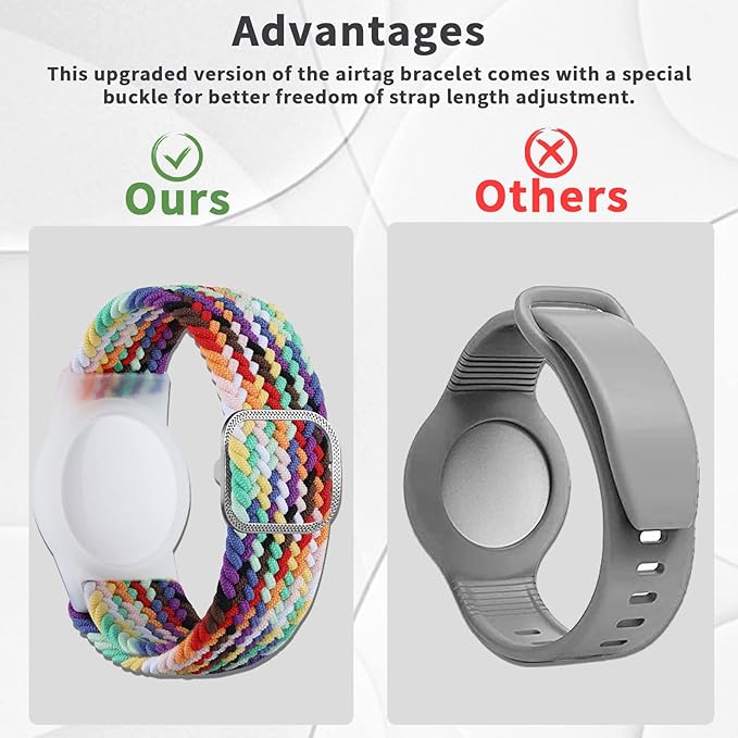 Kids Bracelet Compatible with AirTag, GPS Kid Tracker Holder Braided Wristband for Apple Air Tag, 2022 Upgraded Nylon Adjustable Anti Lost Airtag Watch Band for Kids Children Elders (Rainbow)