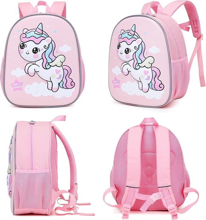 SUN EIGHT Toddler Backpack for Girls, Lunch Backpack Cute 3D Cartoon Animal Waterproof School Bag for Baby Girl Boy 2-5 Years（unicorn）