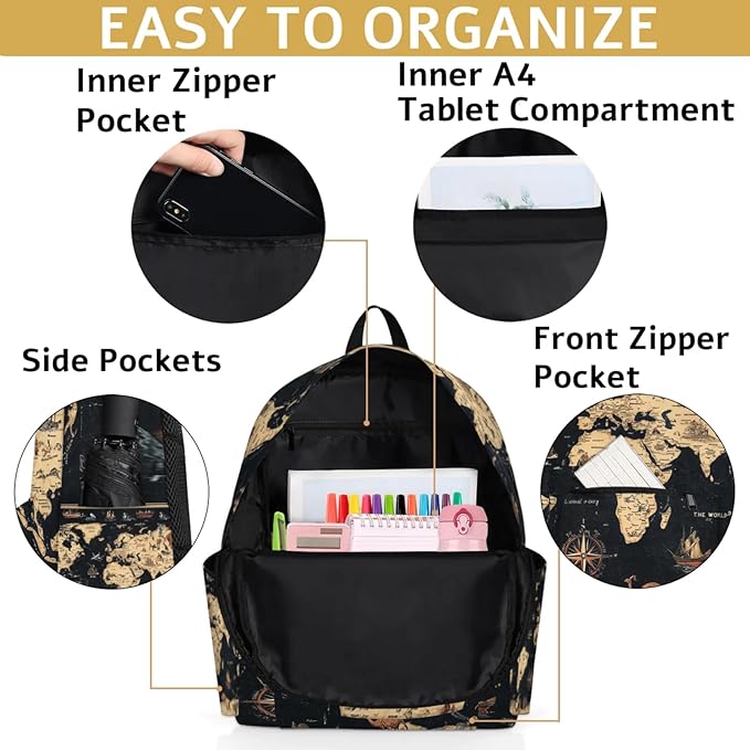 Toddler Backpack for Boys Kids, Cute Preschool Kindergarten School Bags for Girls Bookbag Daycare Travel Daypack, 15 Inch(World Map)