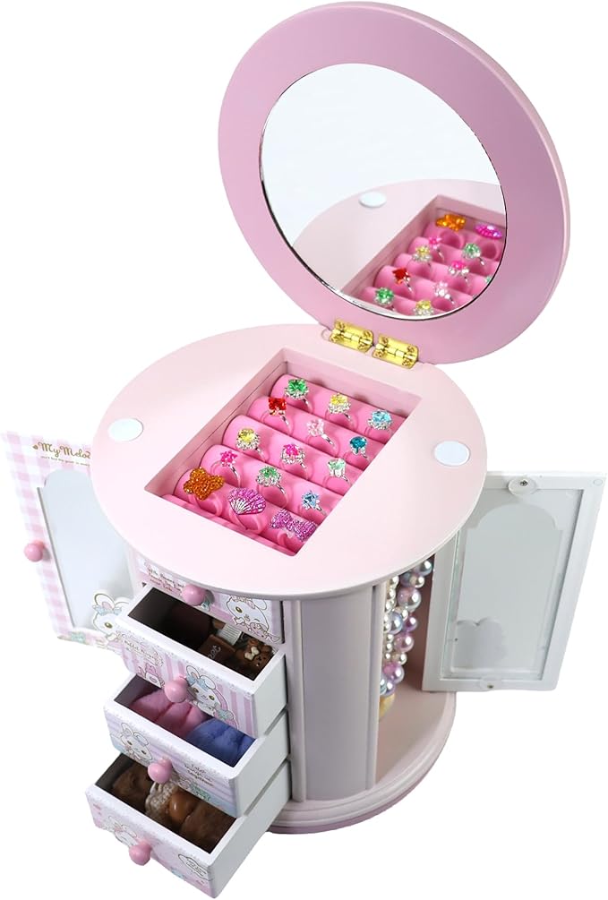 Pink Cute Bunny Jewelry Box for Girls & Kids - Organizer Gift