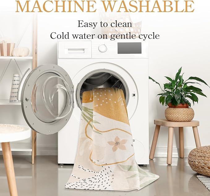 Lahome Boho Round Area Rug 4Ft - Washable Non-Slip Kitchen Rug, Bedroom Carpet, Ultra-Thin Soft Cute Nursery Kids Room Rug, Botanical Print for Dorm Bathroom Classroom Entryway