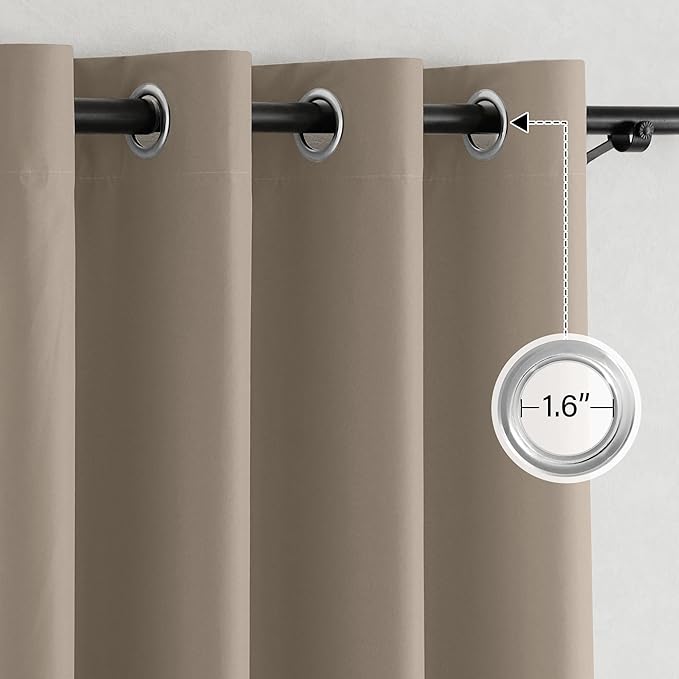 NICETOWN 100% Blackout Tan Curtains for Travel, Grommet Lightweight Portable Window Treatments Thermal Curtains Easy to Install for Living Room/Bedroom, W52 x L72, 2 Panels