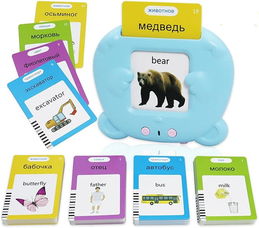 MAYAPHILOS Russian and English Bilingual Talking Flash Cards with 224 Sight Words Fun Russian Language Learning Toys for Kids, Audible Pocket Speech for Toddlers Preschool Birthday