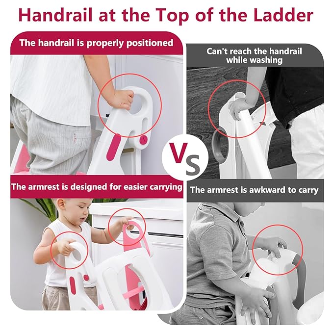 Potty Training Seat: 2 in 1 Design Potty Seat for Toilet & Nursery Step Stool for Sink Potty Training Toilet with Height Adjustable Ladder for Kids of All Ages (Pink)