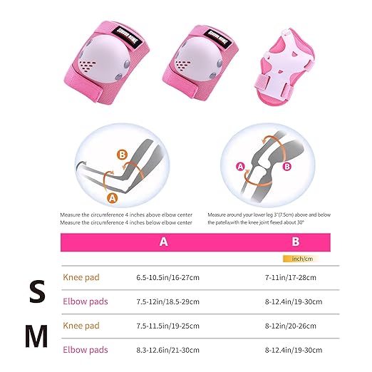 Youth/Kids Knee Pads Elbow Pads Wrist Guards Protective Gear Set for 3-15 Years Child Roller Skates, Skateboard, Cycling, Inline Skating, BMX Bike, Balance Bike, Scooter Riding and Other Outdoor Sports