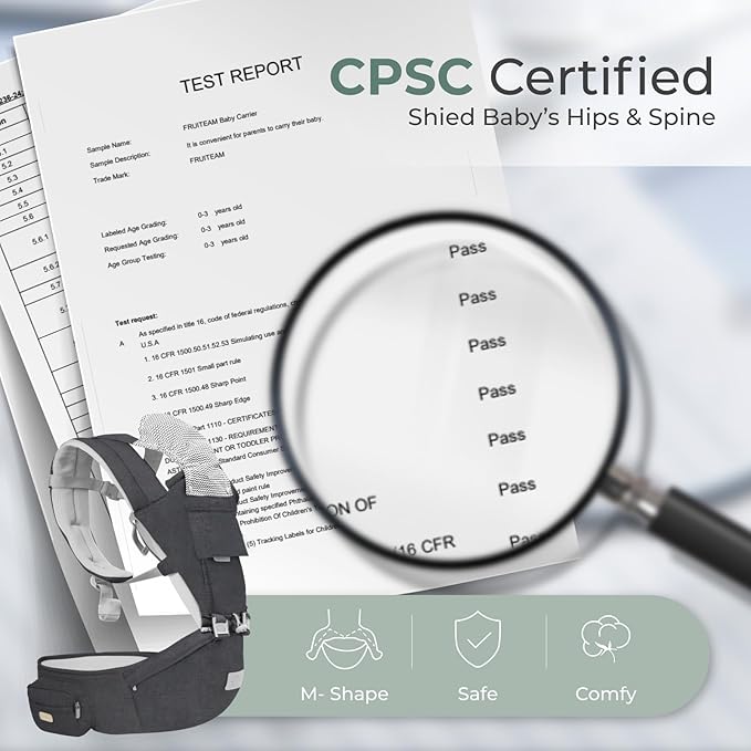 FRUITEAM Baby Carrier Newborn to Toddler, 6-in-1 Ergonomic & Adjustable Baby Carrier with Lumbar Support for All Seasons, Hands-Free, Adapt to Newborn, Infant & Toddler (Grey)