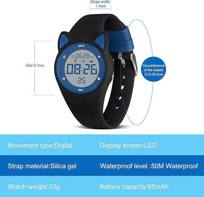 Kids Watches for Girls Boys Digital Sport Watch with Step Counter Pedometer Vibration Alarm Clock, No App Waterproof Fitness Tracker Kids Watch Boys Girls Teens Students Ages 5-16