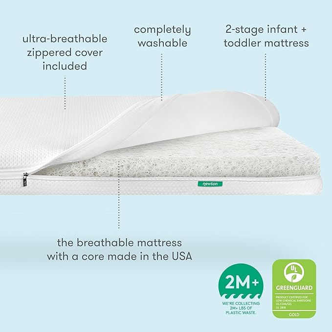 Newton Baby Essential Crib Mattress - Safe, Ultra-Breathable & Machine Washable Infant Crib Mattress, Removable Cover, Thick Cushion - White
