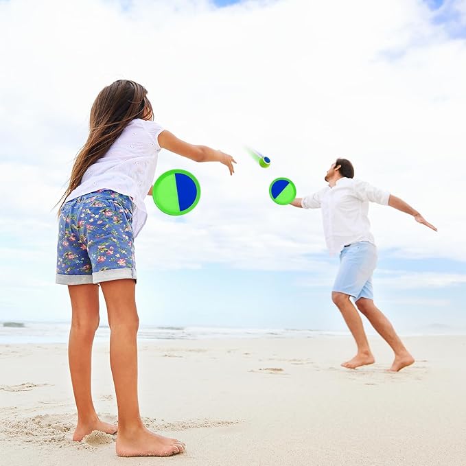 Ayeboovi Kids Outdoor Beach Pool Toys Toss and Catch Ball Set Upgraded Light UP Ball Yard Lawn Games for 3-10 Years Boys Girls Toddlers Easter Basket Stuffers-Green