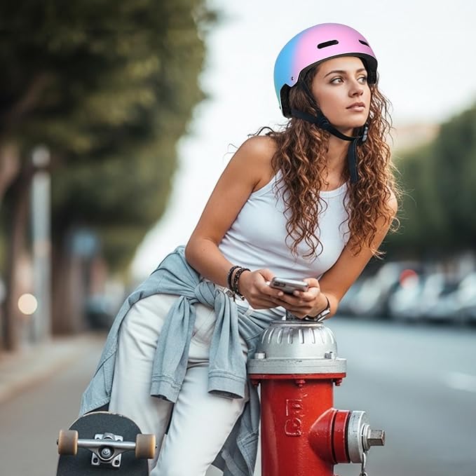 Skateboard Bike Helmet for Adults Women Men Youth Kids (2-3-5-8-14+ Years Boys Girls) - Lightweight Multi-Sport Adjustable Helmets for Bicycle Skateboard Scooter Skate Cycling