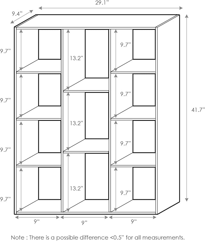 Furinno Luder Bookcase / Book / Storage , 11-Cube, White/Pink