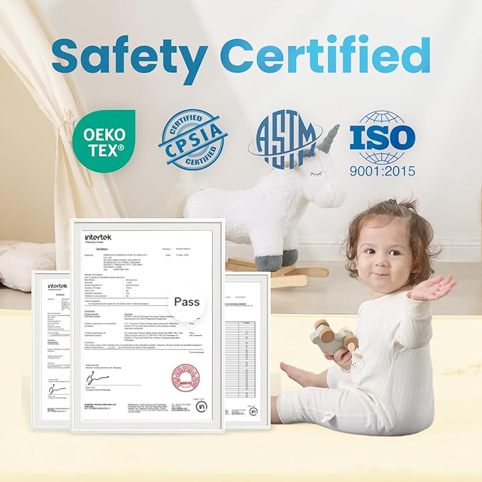 1.3" Thick Baby Play Mat for Floor Playpen, 71x79 Large Foam Tummy Time Mat, Padded Support Soft Plush Nursery Rug for Infant Kids Toddler Crawling Kick Activity (Ivory)