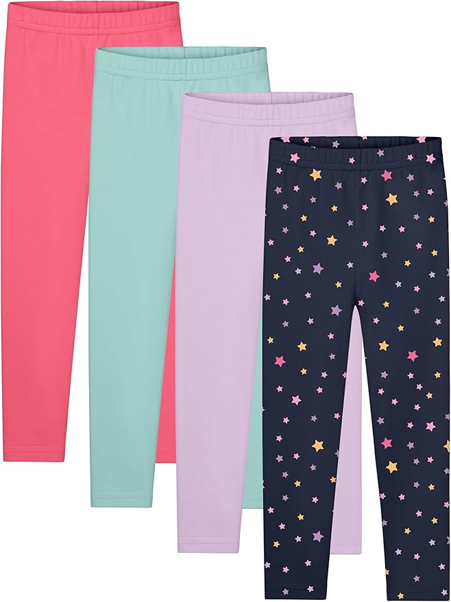 Resinta 4 Packs Toddler and Baby Girls Cotton Leggings Full Length Pants Stretchy Soft Tights Pants for Kids