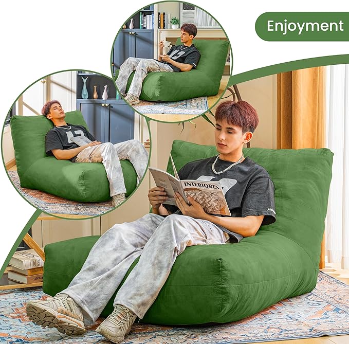Bean Bag Chair Lazy Bean Bag Sofa, Floor Beanbag Chairs with Stuffed High-Density Foam, Memory Foam Bean Bag Sofa for Living Room, Bedroom and Office
