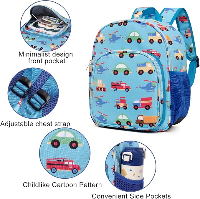 CLUCI Toddler Backpack for Boys Kids Backpacks Preschool Kindergarten Child Bookbag Travel Cute Daycare Bluey Backpack Cars