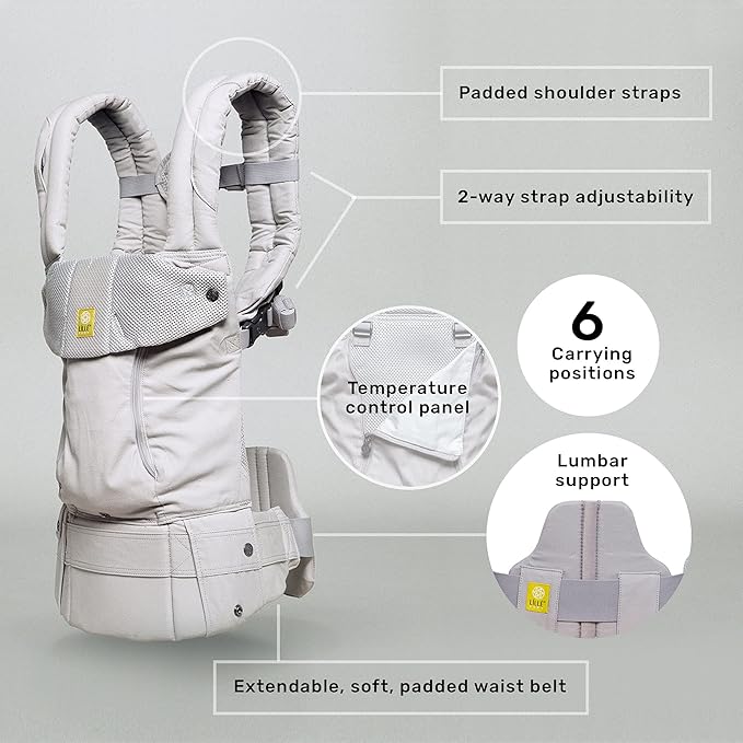 LÍLLÉbaby Complete All Seasons Ergonomic 6-in-1 Baby Carrier Infant to Toddler with Lumbar Support (7-45 Pounds), 360 Degree Baby Wearing & Multi-Position, Inward & Outward Facing (Charcoal & Silver)