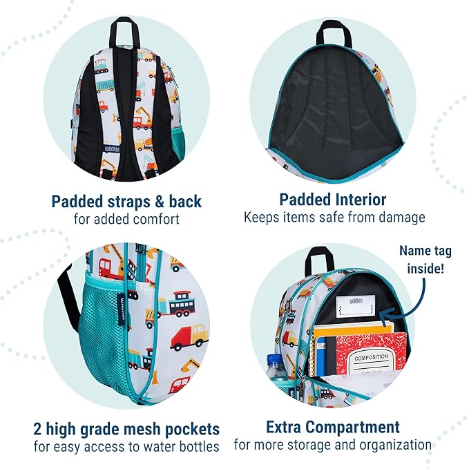Wildkin 15-inch Kids Backpack – Durable, Padded, Adjustable for School & Travel - Modern Construction