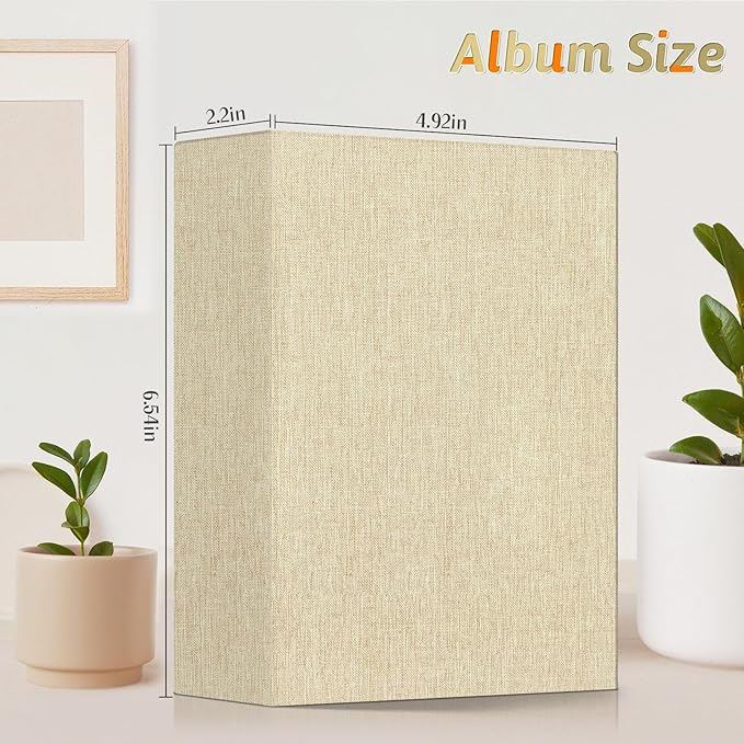 Popotop Photo Album 4x6 100 Pockets for Wedding Gifts,Linen Hardcover Picture Albums for Family Anniversary Baby Vacation Pictures