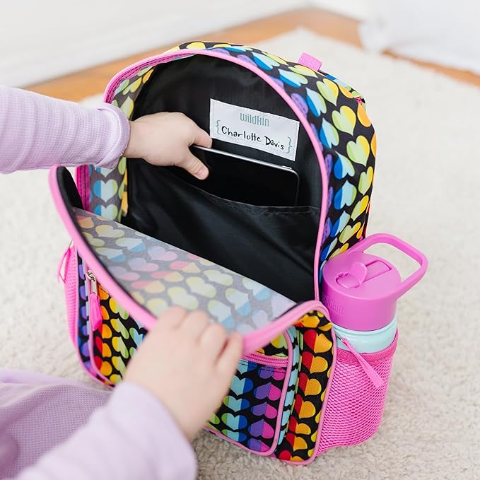 Wildkin ECO rPET Kids Backpack – Recycled, Padded, Adjustable for School & Travel – Rainbow Hearts