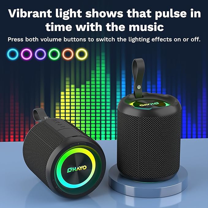 OHAYO 40W Wireless Portable Bluetooth Speaker with Lights, IPX7 Waterproof, Loud Sound, RGB Lights,TWS Pairing, AUX&TF-Card in, for Home/Party/Travel/Outdoor/Beach