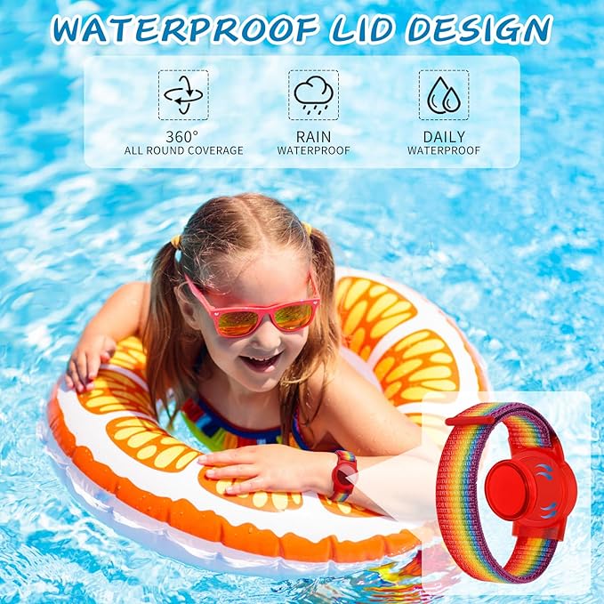 Waterproof Air Tag Bracelet for Kids (2 Pack), Soft Nylon Hidden Air Tag Wristband Full Cover Lightweight GPS Tracker Holder Compatible with Apple AirTag Band for Toddler Child (Rainbows)