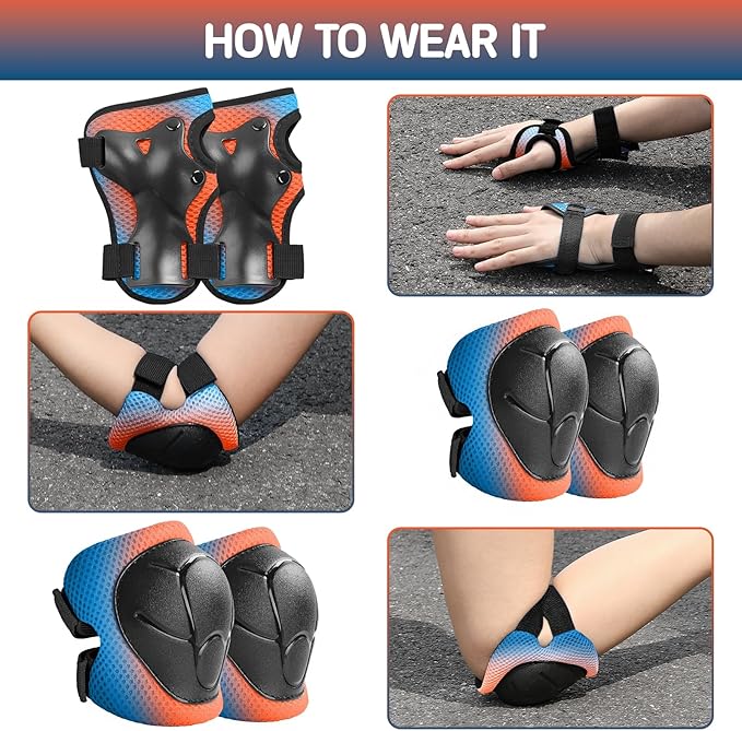 Toddler/Kids Bike Helmet Set for Boys Girls 3D Adjustable Kids Helmet Protective Gear Set Knee Elbow Wrist Pads and Multi-Sports Skateboard Scooter Cycling Roller Balance Bike