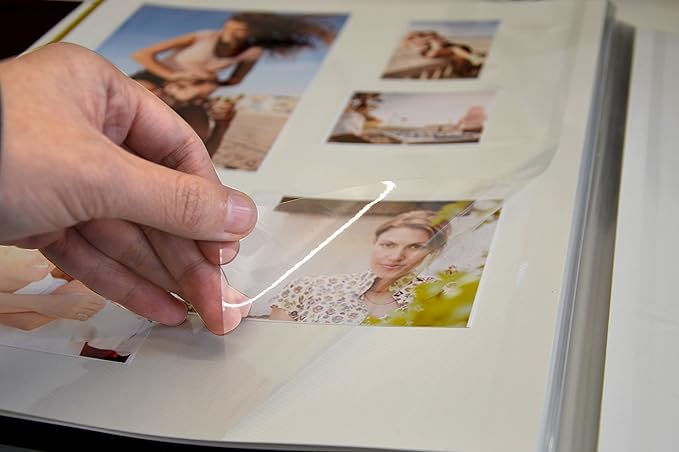 Magnetic Self-Stick Page Photo Album, Family Album, Leather Cover, Hand Made DIY Albums Holds 3x5, 4x6, 5x7, 6x8,8x10 Photos A52035 (Red Brown, Large)