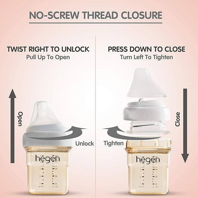 Hegen Easy to Clean Anti-Colic Baby Bottle, 8oz for 3 to 6 Months (2-Pack)