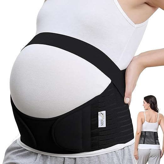 NeoTech Care Pregnancy Support Maternity Belt, Waist/Back/Abdomen Band, Belly Brace (Size XL, Black Color)