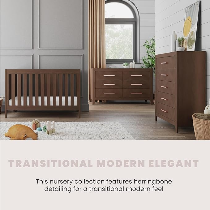 Child Craft Kieran 3 in 1 Convertible Crib, Baby Crib Converts to Day Bed, Toddler Bed, 3 Adjustable Mattress Positions, Non-Toxic, Baby Safe Finish (Toasted Chestnut)