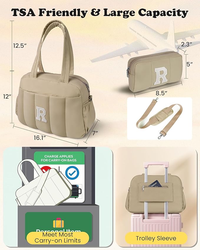 Gifts for Women Mom Unique-Monogram Duffle Bag, Weekender Bags for Women，Overnight Bag with Wet Pocket，Lightweight Travel Bags Personalized Gym Tote with Makeup Pouch