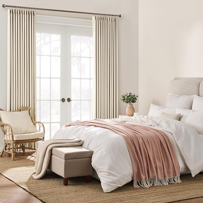 KEQIAOSUOCAI 100 Inch Long Pleated Curtains 2 Panels, Memory Trained Pinch Pleat Window Curtains Drapes,Pleats with Hooks，Home Decor Window Treatments for Bedroom Office 40 by 100