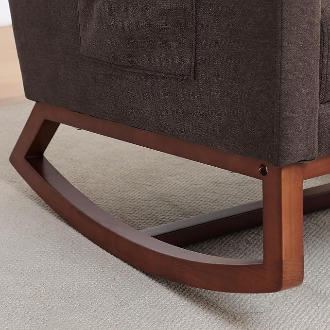 Rocking Chair Nursery with Foot Rest, Wingback Nursery Rocking Chairs, Nursing Glider Rocker Chair with Pillow and High Back for Nursery, Living Room, Bedroom, Coffee