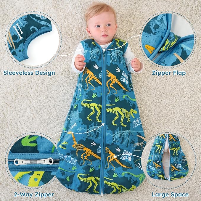 Yoofoss Baby Sleep Sack 0-6 Months, 1.5 Tog Baby Wearable Blanket with 2-Way Zipper, 100% Cotton Organic Fabric Winter Infant Sleeping Sack, Warm Soft Comfy
