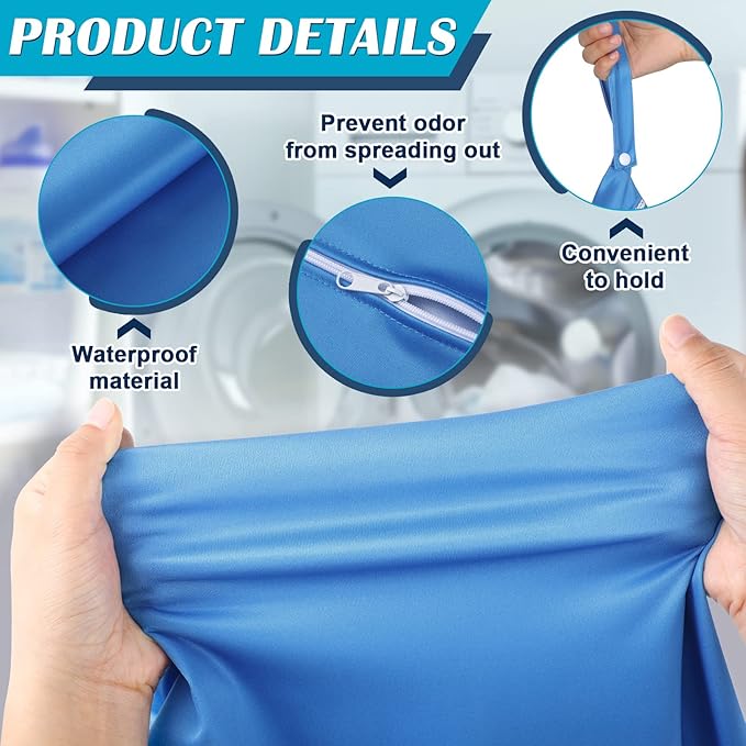 Shappy 2 Pcs Large Travel Laundry Bag Washable Waterproof Wet Dry Large Dirty Clothes Bag Bathing Workout(Solid Gray Blue)