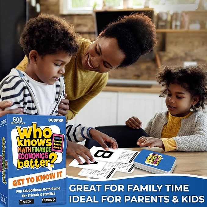 Board Games for Kids 8-12 and Family - STEM Card Game for Kids Age 12+ - Who Knows Math Finance Economics Better? - Educational Quiz with 500+ Questions - Great for Learning and Game Night
