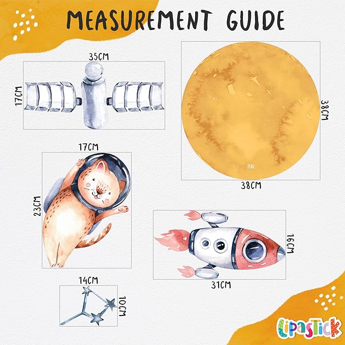 Solar System Wall Decals for Kids - Planets and Space Themed Wall Stickers by Lipastick - Peel and Stick Vinyl Decals for Boys and Girls Bedroom, Nursery, Playroom - Wall Stickers for Girls Room