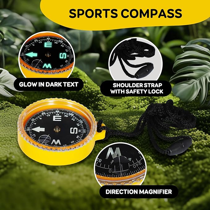 KON-TIKI 4-in-1 Kids Explorer Kit – 4x30 Binoculars with Compass, 20x–40x Handheld Microscope, 12x30 Telescope, Glow-in-The-Dark Compass – Outdoor Adventure & Nature Exploration Toy for Ages 4+