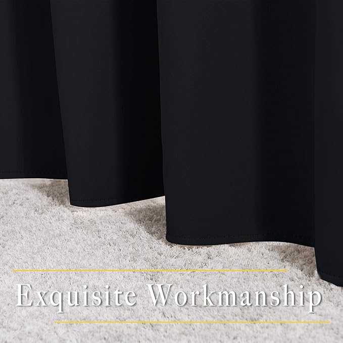 NICETOWN Black Out Curtains for Bedroom 84 inches Long - Light Reducing Thermal Insulated Solid Grommet Curtains/Panels/Drapes for Living Room (Set of 2, W52 x L84)