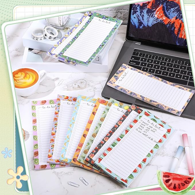 Censen 10 Pack 500 Sheets To Do List Notes Daily Checklist Notepads with 50 Sheets Each Undated Color Memo Pad Block Shopping List Pad Weekly Plan Notepad Organizer Planners(Fruit Color,Lined)