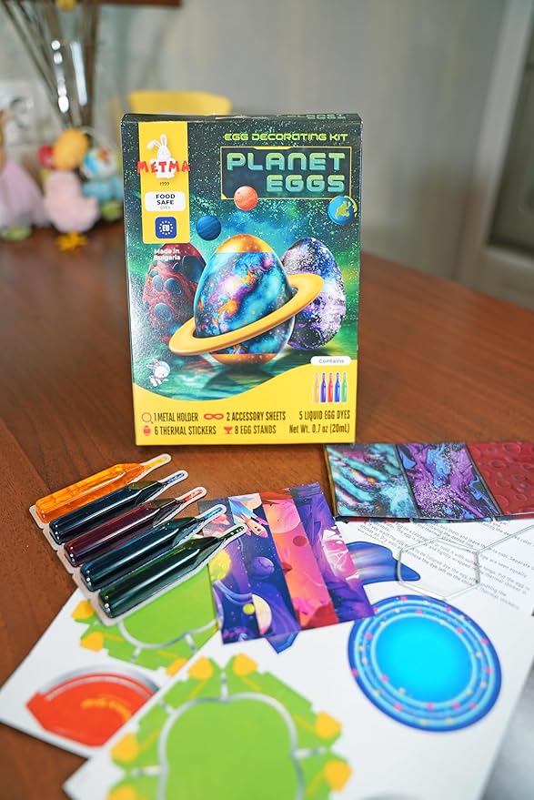 Egg Decorating Kit Planet Eggs & Unicorn Eggs - Complete Decorative Eggs Set with Liquid Dyes, Thermal Stickers, Egg Stands, and More - Fun Easter Egg Dye Kit Arts and Crafts for Kids (Pack of 2)