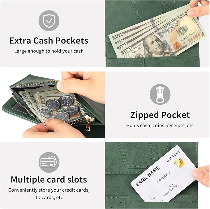 Passport Holder for Travel Rfid Passport Wallet for Women Men with Zipper Pocket Pen Sim Card Holders Slim Travel Accessories